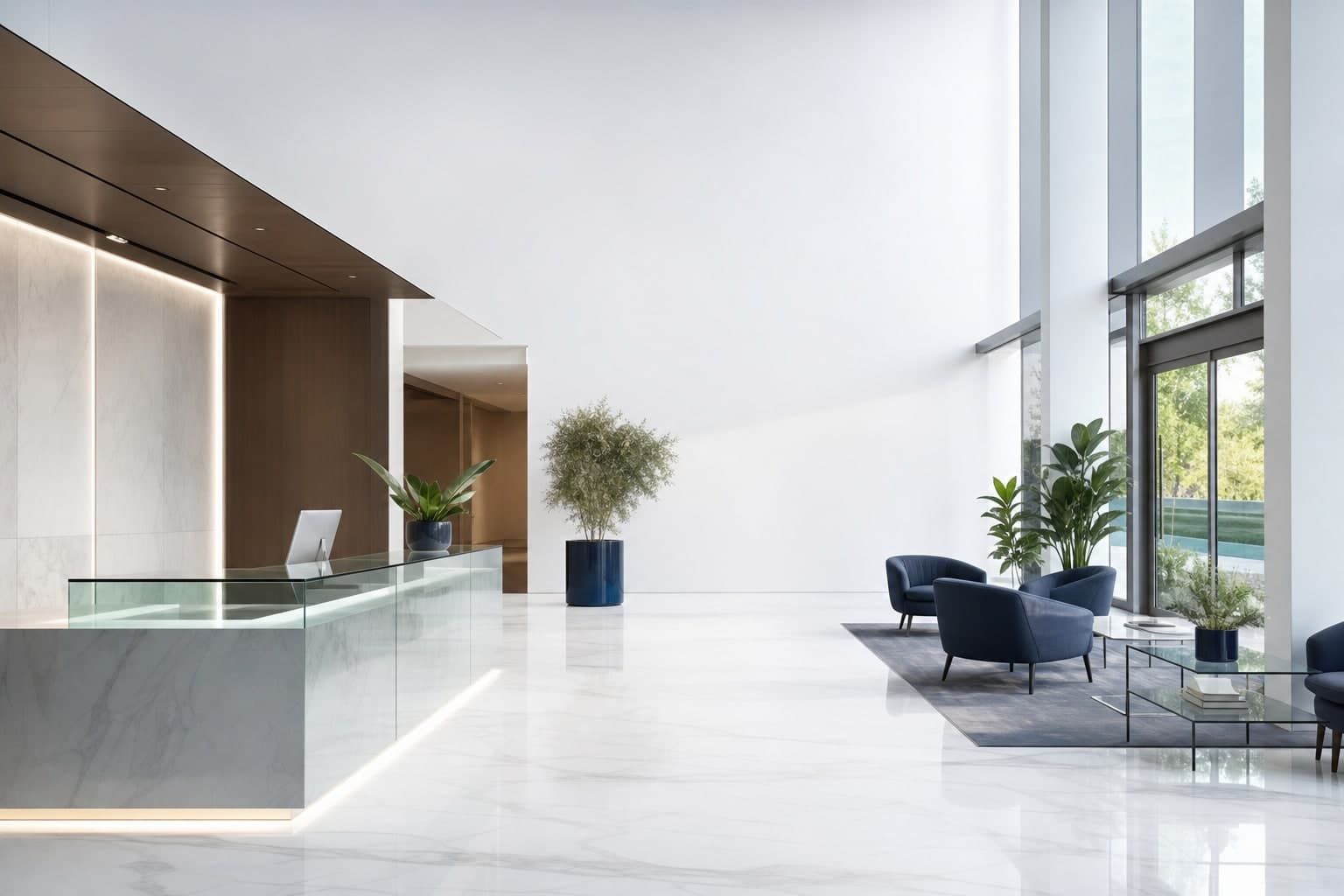 Bureau commercial lumineux après entretien professionnel