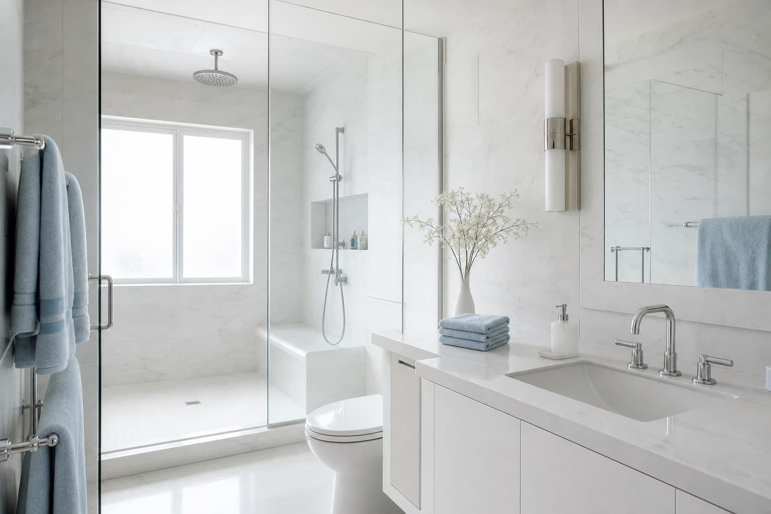 Salle de bain restaurée avec nettoyage professionnel