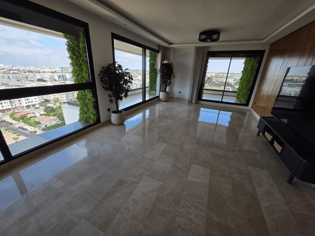 Salon premium avec sol en marbre cristallisé